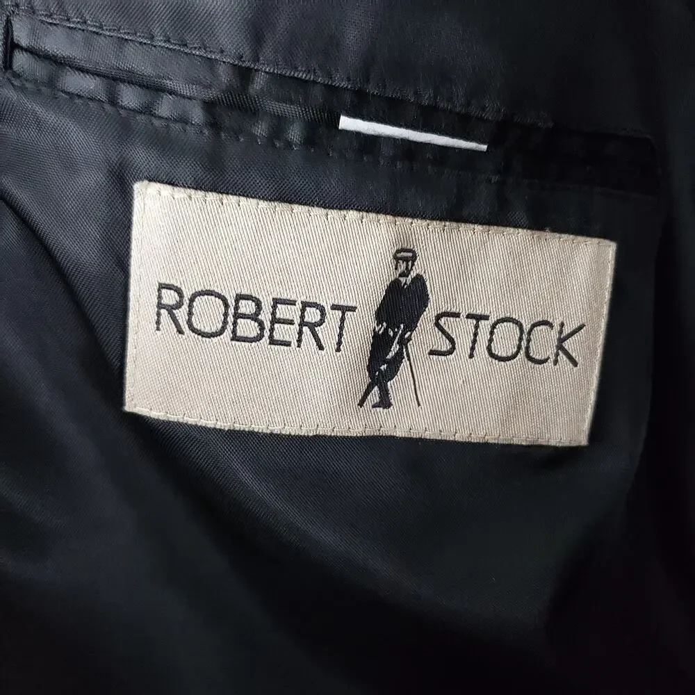 Robert Stock Men's Size 38S Knit Blazer Jacket Brown Blue Wool Camel Hair Career